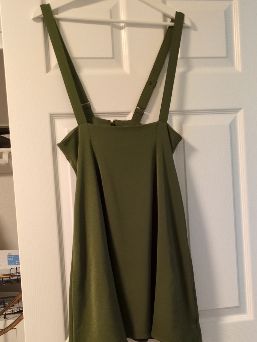 Modcloth Olive Green Overall Winner Suspender Skater Skirt